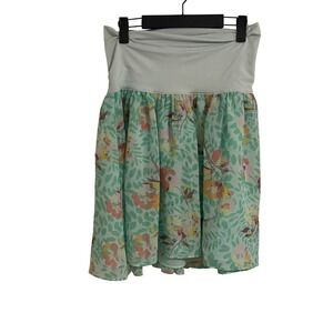 Gap‎ Maternity Floral Print Mint Green Chiffon Over Belly Skirt Size 4 Botanical
